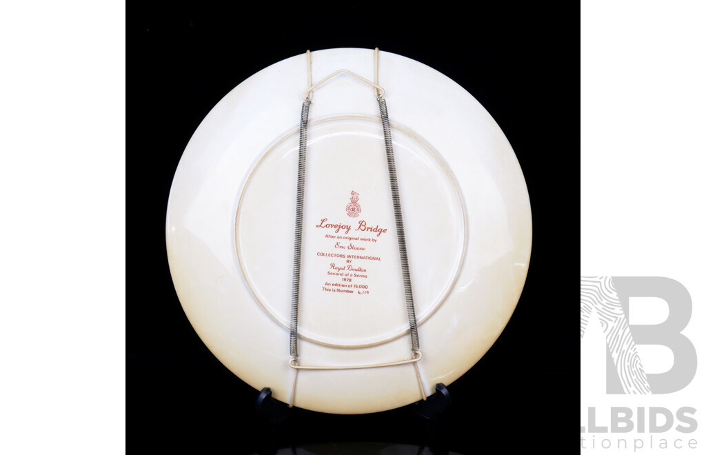 Royal Doulton Porcelain Limited Edition Collectors Display Plate, Lovejoy Bridge, 1978, with Wall Hanger
