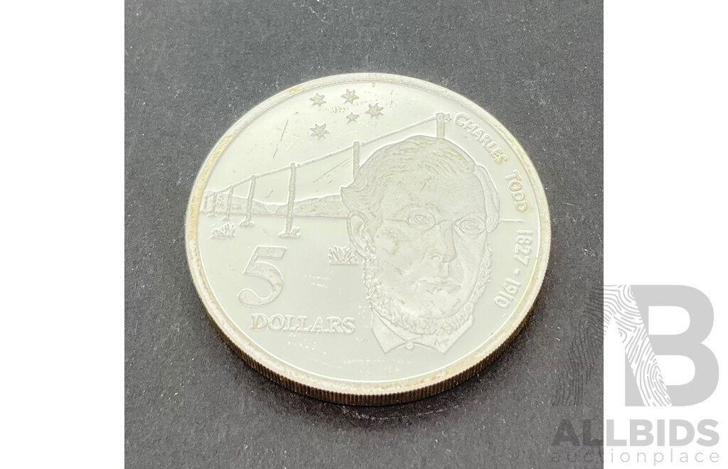 Australian 1995 Five Dollar Silver Coin, Charles Todd .925 Silver