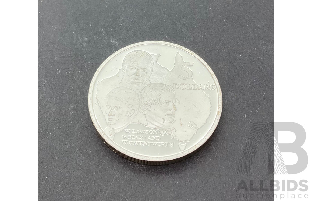 Australian 1993 Five Dollar Silver Coin, Lawson, Blaxland, Wentworth .925 Silver