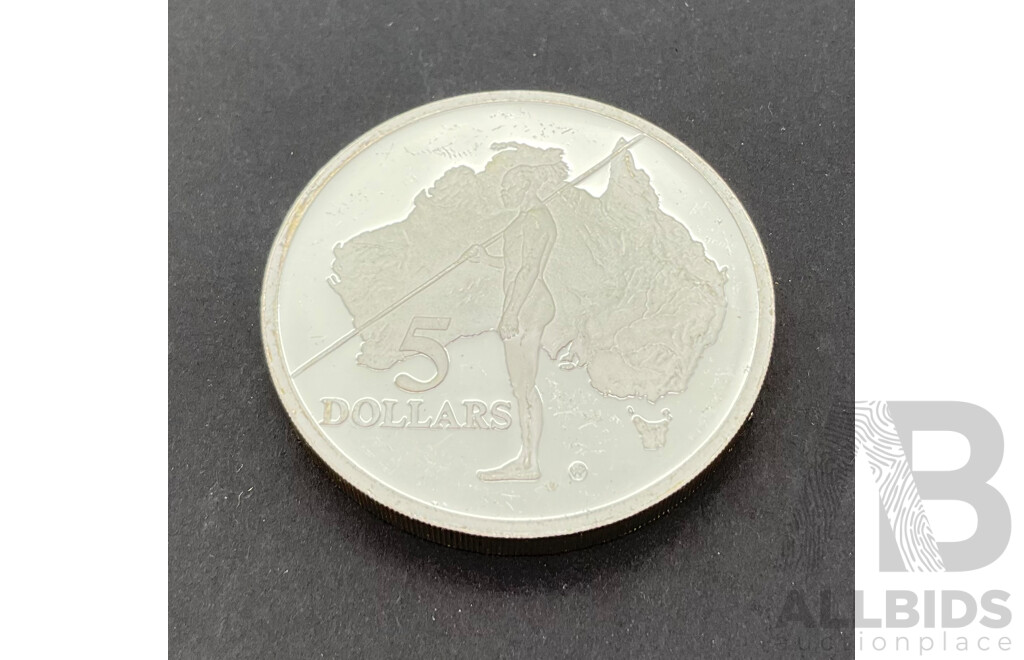 Australian 1993 Five Dollar Silver Coin, Aboriginal .925 Silver
