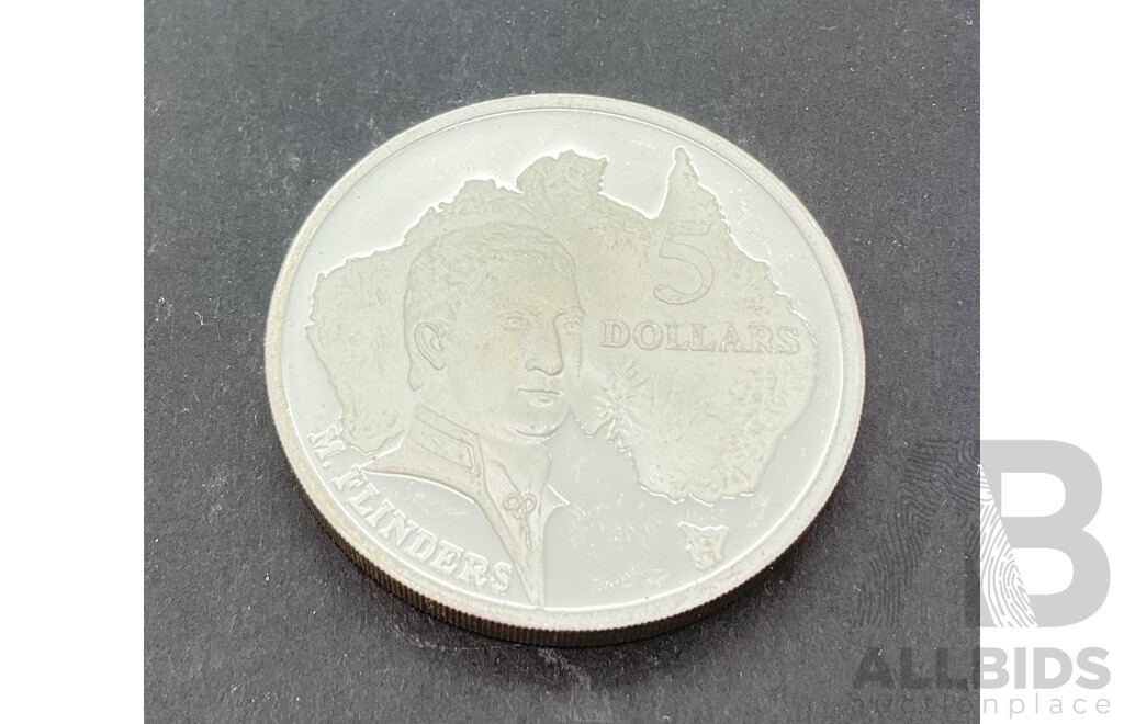 Australian 1993 Five Dollar Silver Coin, Flinders .925 Silver