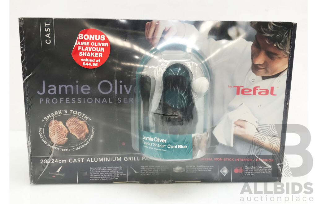 Tefal Jamie Oliver Cast Aluminium Grill Pan with Flavour Shaker - Brand New