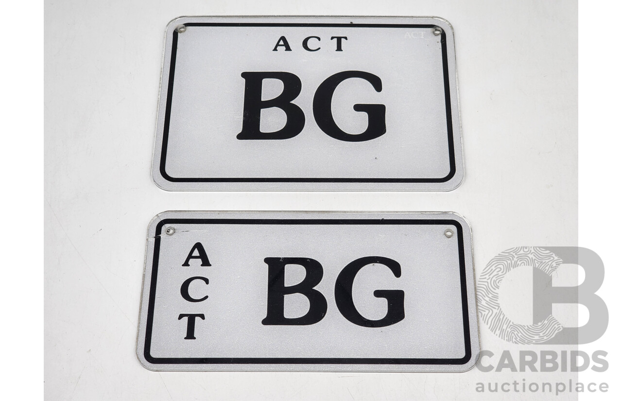 ACT Two Character Number Plate - BG