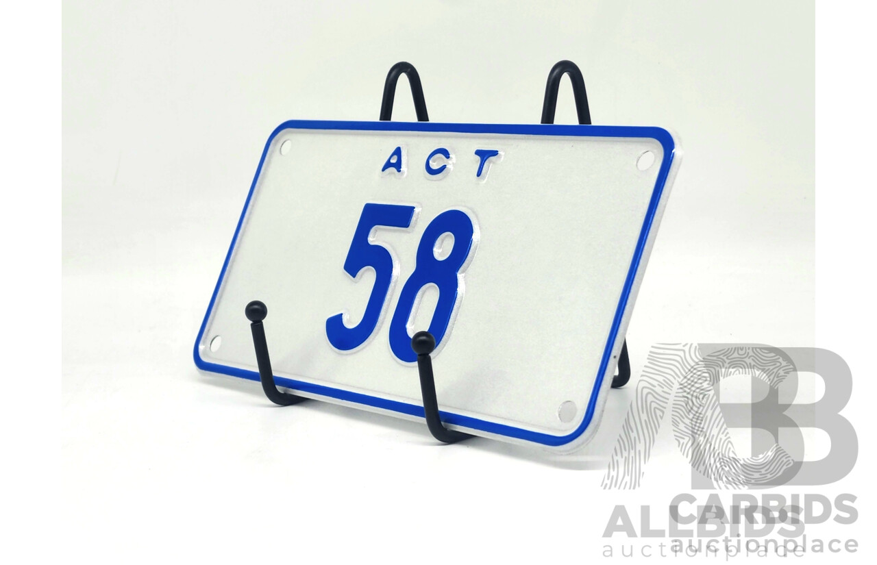 ACT Two Digit Numerical Motorbike Number Plate - 58