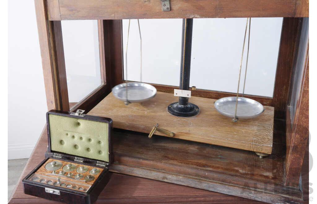 Vintage Scientific Scales in Timber Box