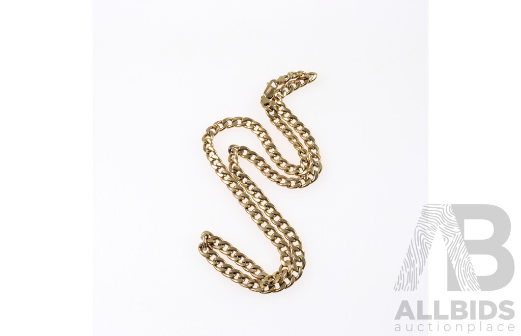 9ct Yellow Gold Flat Curb Link Chain, 55cm, 18.44 Grams
