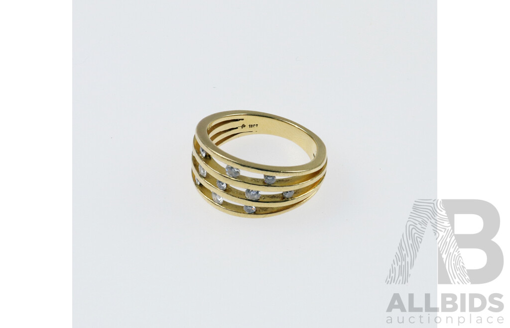 18ct Diamond Set Ring, Size O, 7.22 Grams