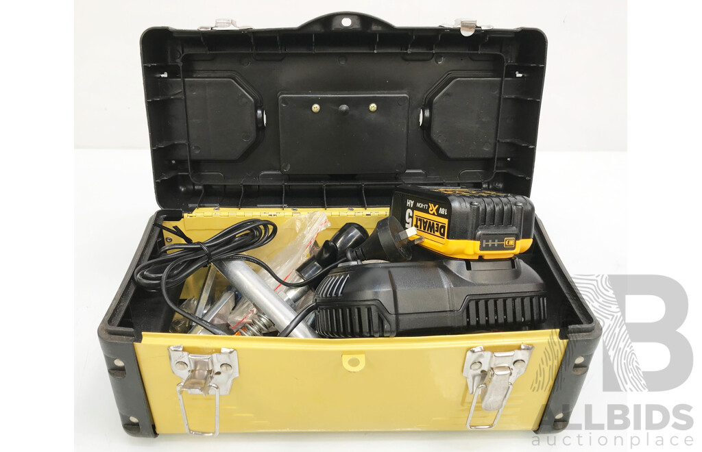 Small Toolbox with Dewalt Charger and Battery and Some Tools