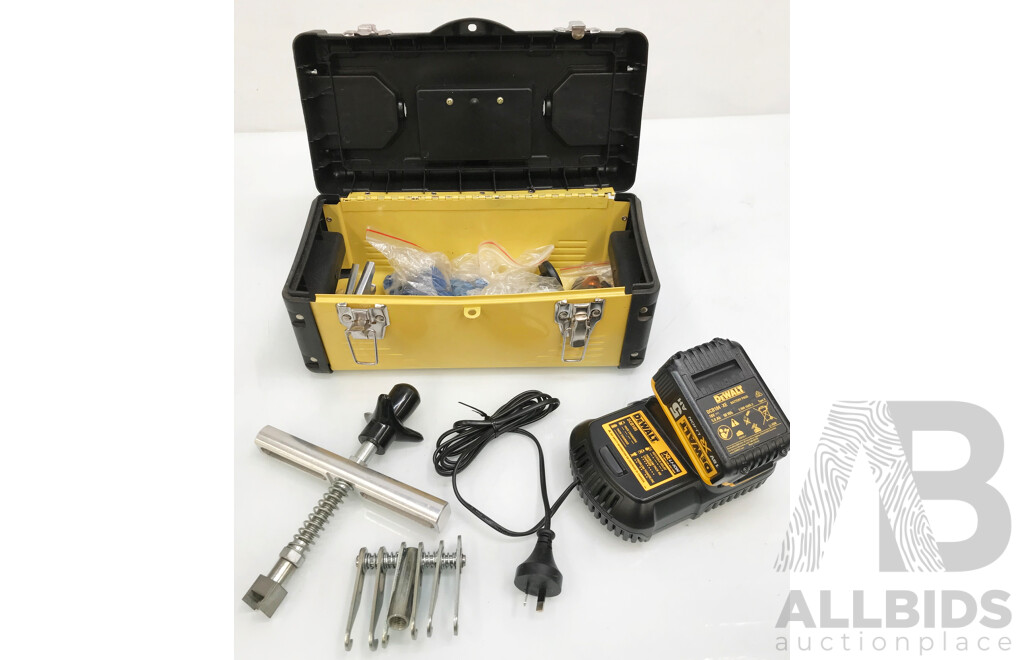 Small Toolbox with Dewalt Charger and Battery and Some Tools