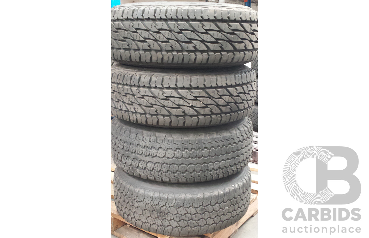 Toyota Land Cruiser 100/105 Series 16 Inch Five Stud Steel Wheels with Goodyear Wrangler and Bridgestone Dueler Tyres - Set of Four