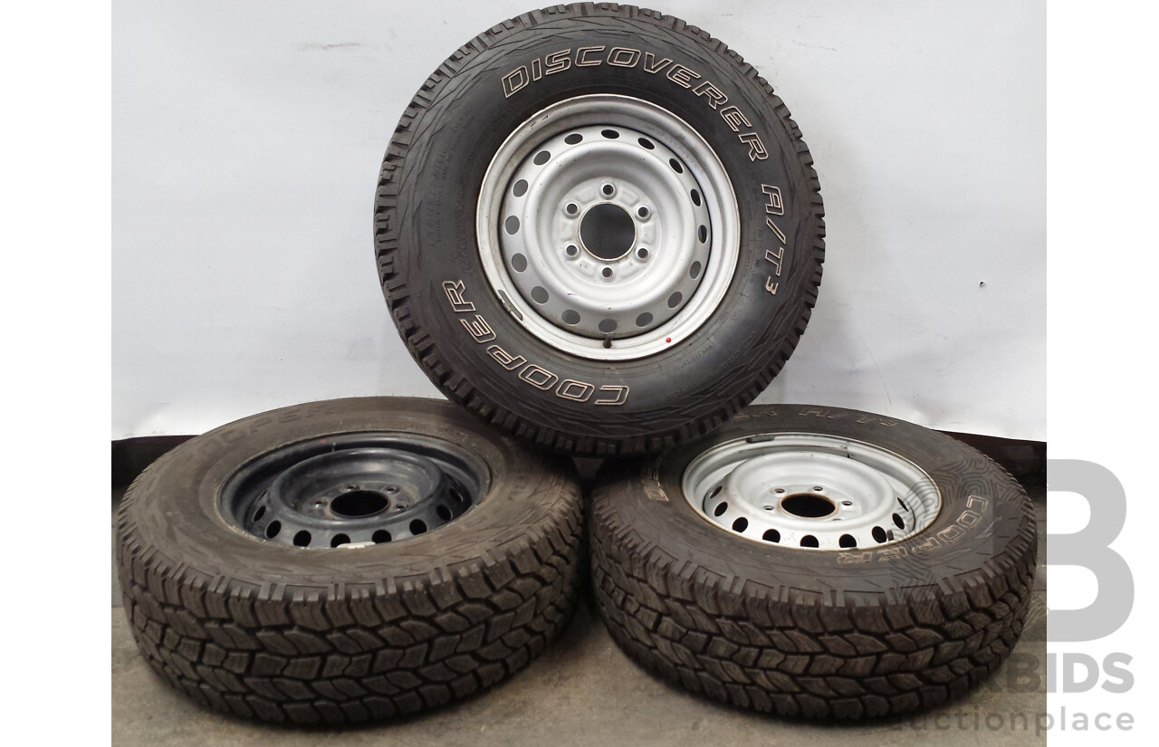 Ford Ranger 16 Inch Six Stud Steel Wheels with Cooper Discovery A/T³ Tyres - Lot of Three