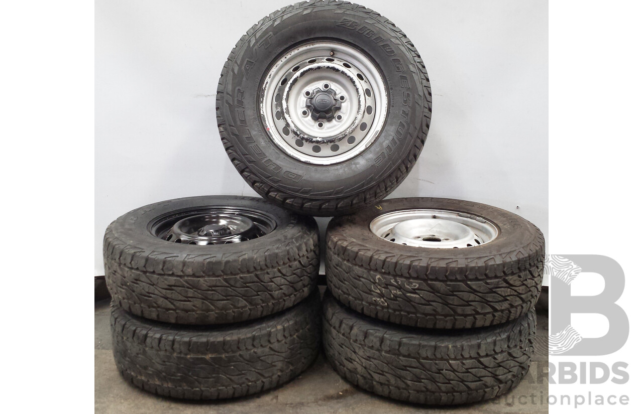 Ford Ranger 16 Inch Six Stud Steel Wheels with Bridgestone Dueler A/T Tyres - Set of Five