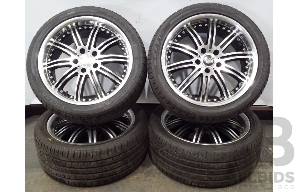 SSW Stamford Phantom Full Polish Black Lip 18 Inch Five Stud Alloy Wheels with Maxxis Victra 511 Tyres - Set of Four