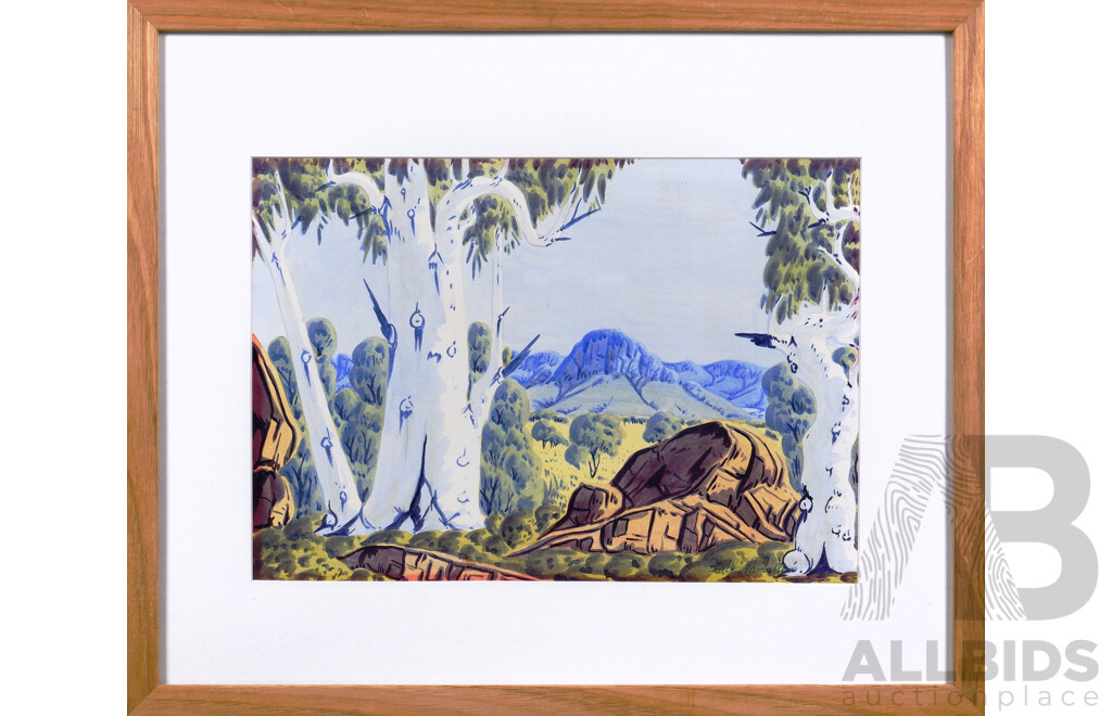 Keith Namatjira (1938-1977), Central Australian Landscape, Watercolour