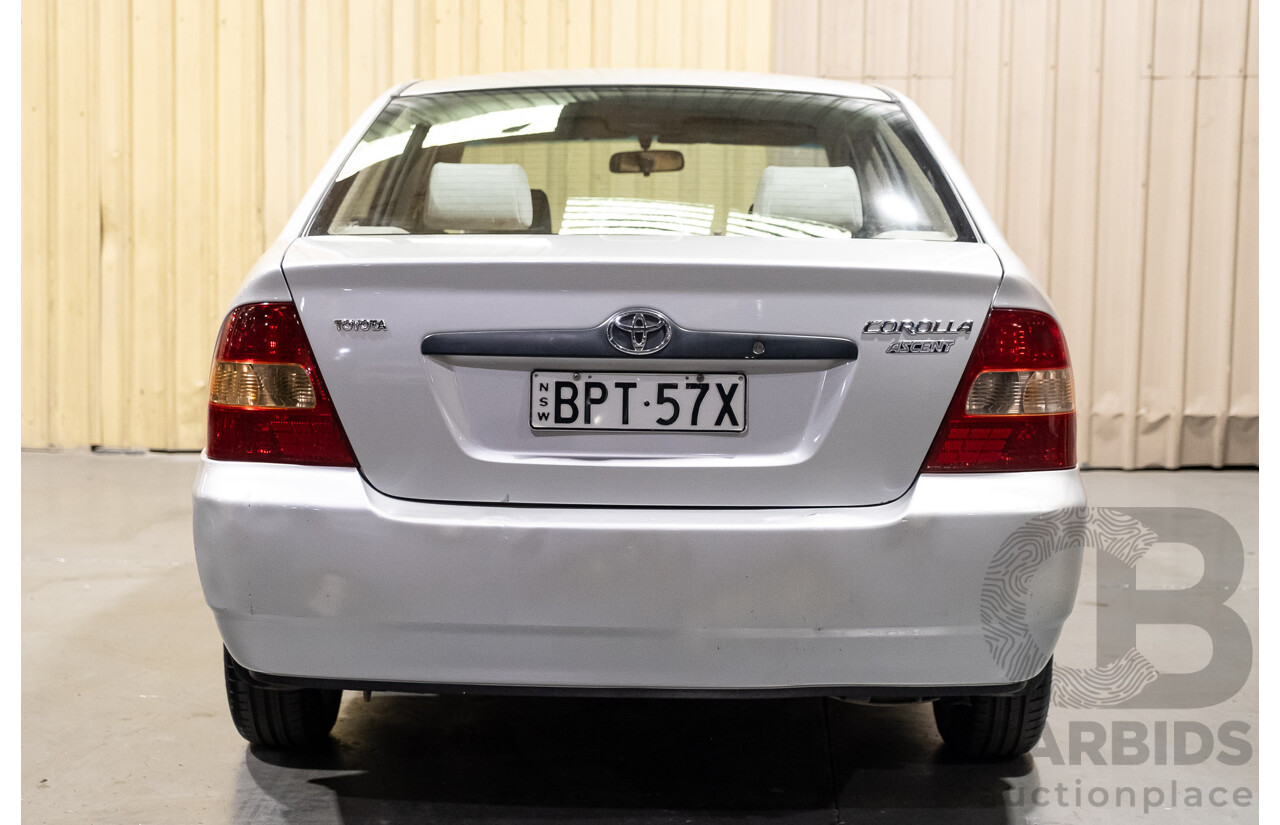 5/2002 Toyota Corolla Ascent ZZE122R 4d Sedan Silver 1.8L