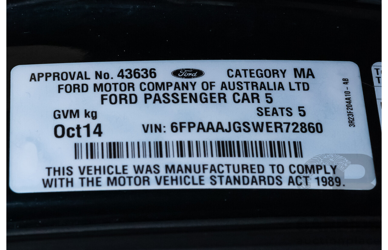 10/2014 Ford Falcon XR6T FG X 4d Sedan Metallic Black Turbo 4.0L