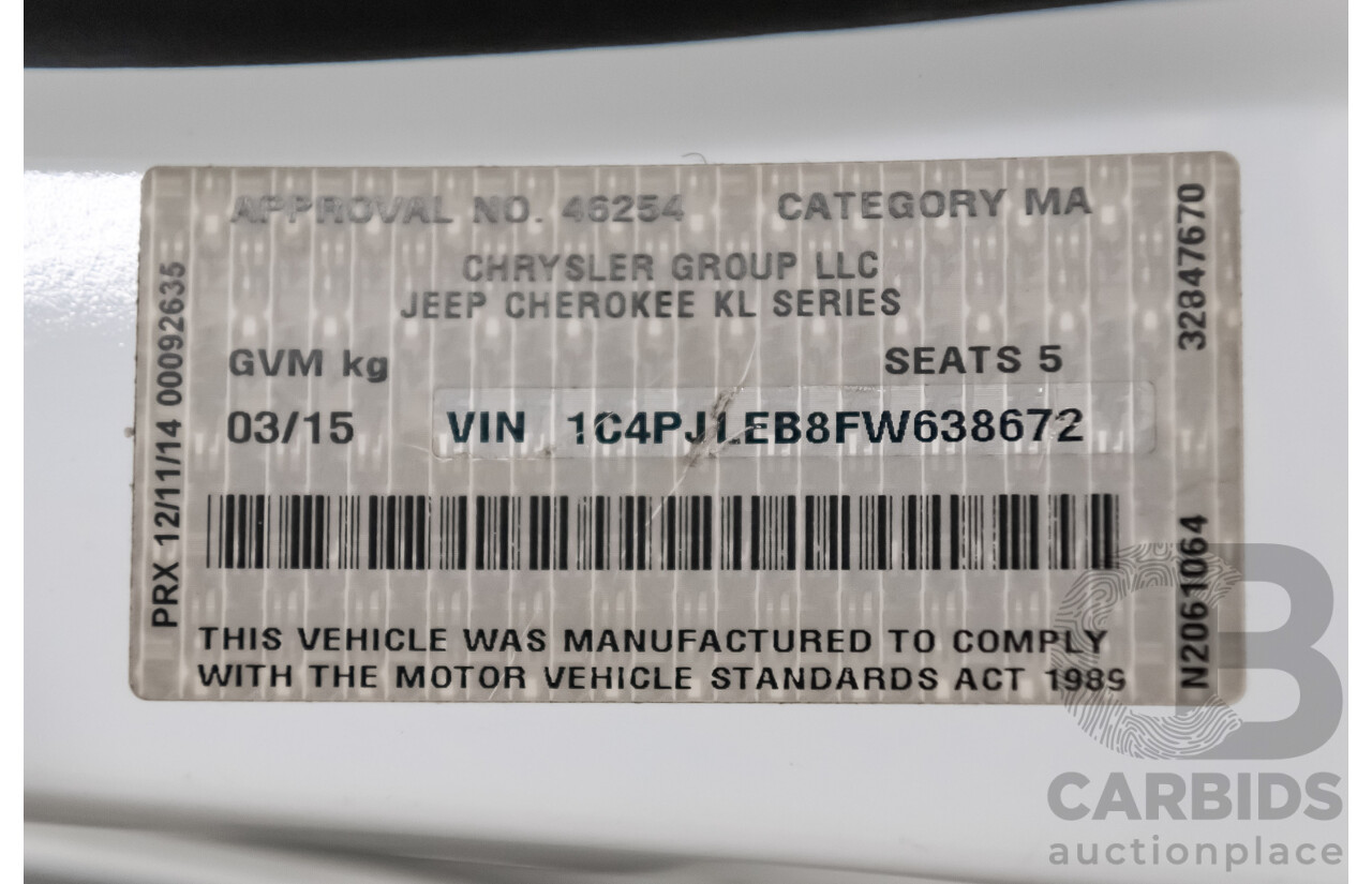 3/2015 Jeep Cherokee Sport (4x2) KL MY15 4d Wagon White 2.4L