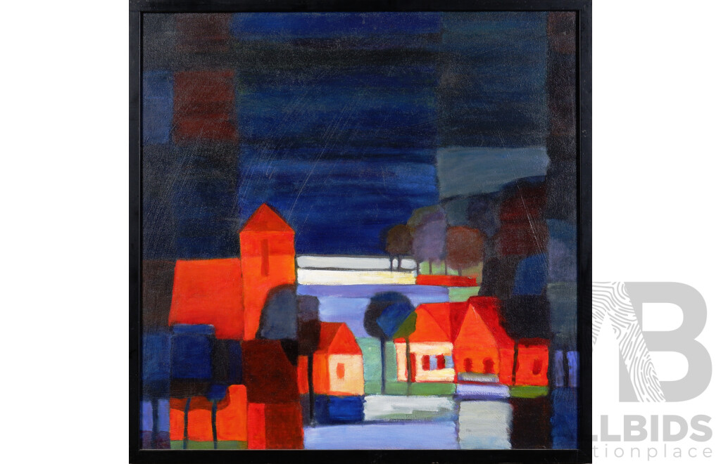 C. Watson, Untitled (View of Houses in Moonlight) 2003, Oil on Canvas