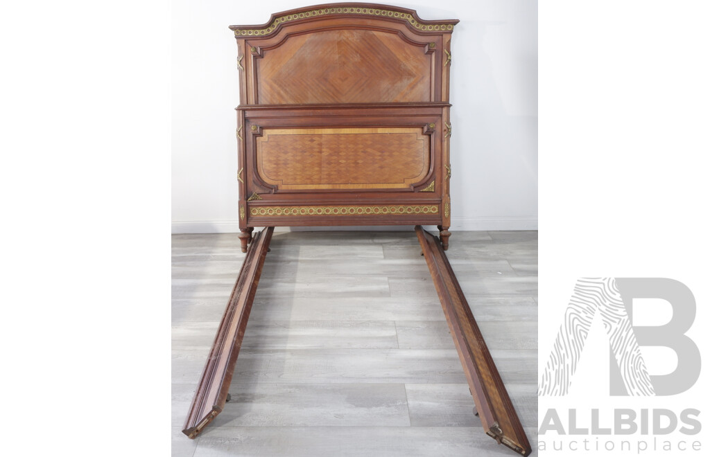 French Marquetry King Single Bed Frame