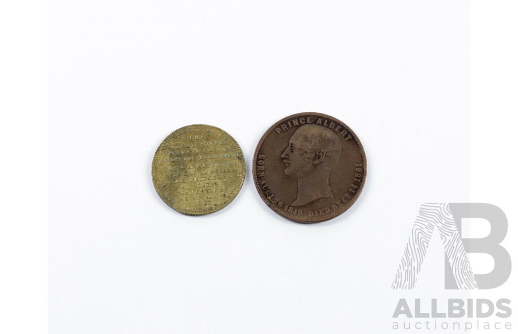 Antique Medallions, London Bridge 1831 and Iron Monger Merchant S. Hague Smith 1861