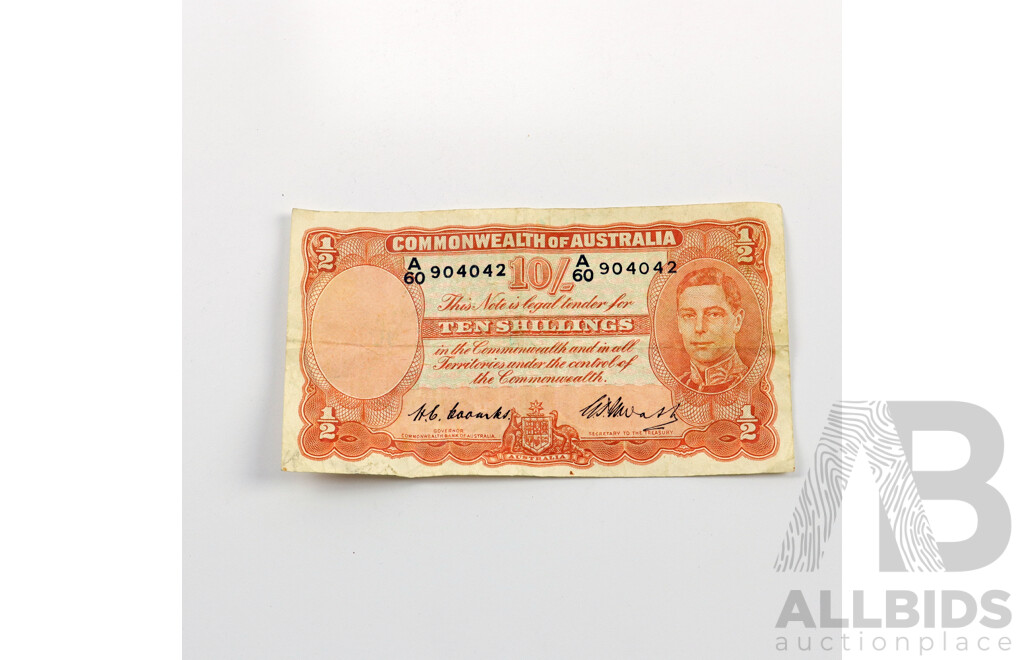 Australian Ten Shilling Note Coombs/Watt A60