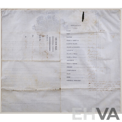 New South Wales Conditional Convict Pardon - Convict James Cottrell, Dated 1848, Signed by the Govenor of New South Wales, Charles Fitzroy