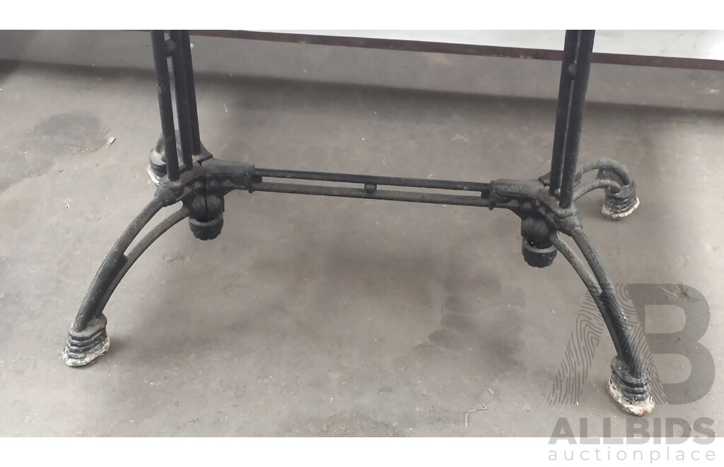 Vintage Wrought Iron and Marble Cafe/Restaurant Table
