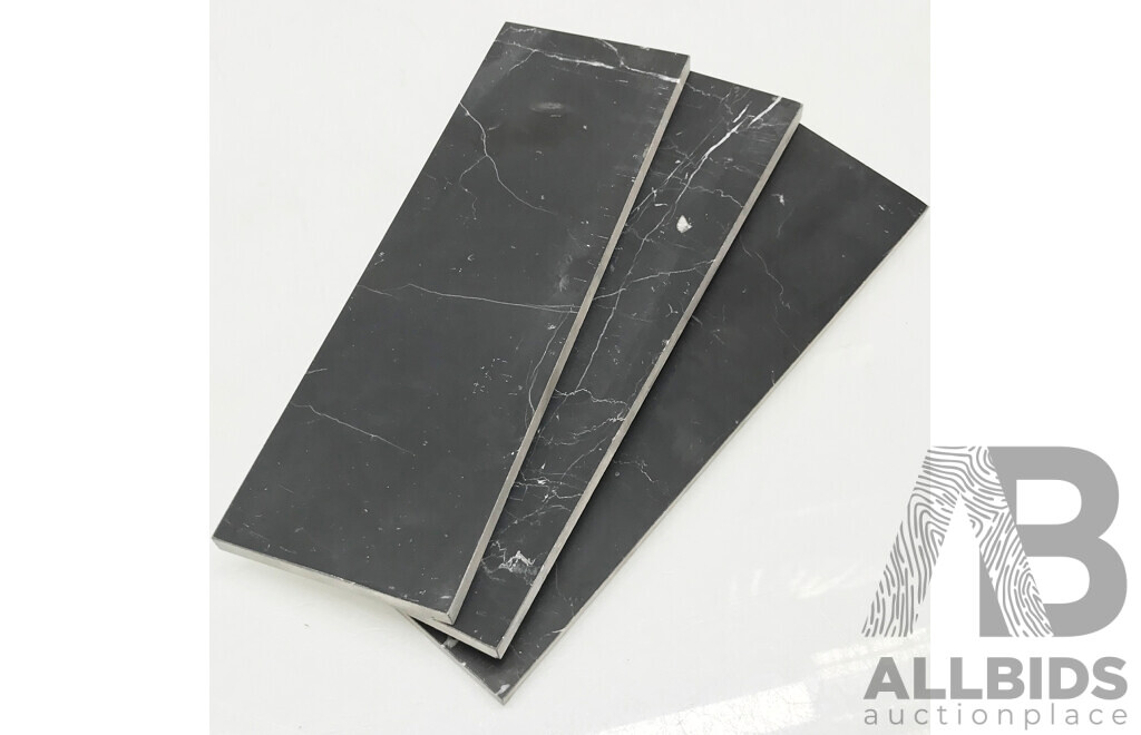 Lot of Black Carrara Marble Honed Tiles ~1296 Sheets