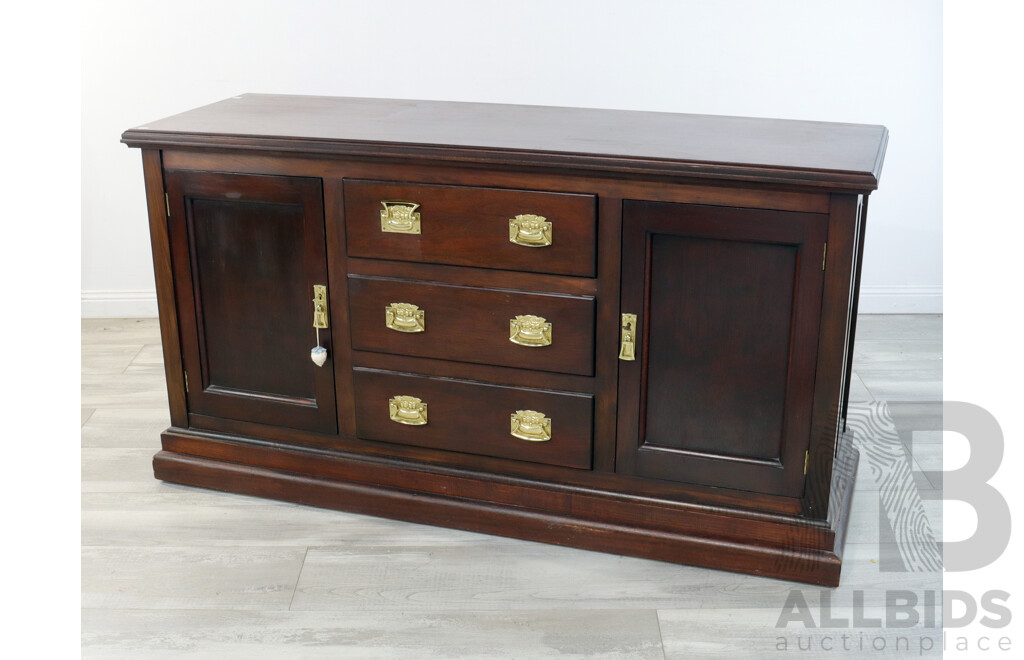 Modern Two Door Credenza with Three Drawers