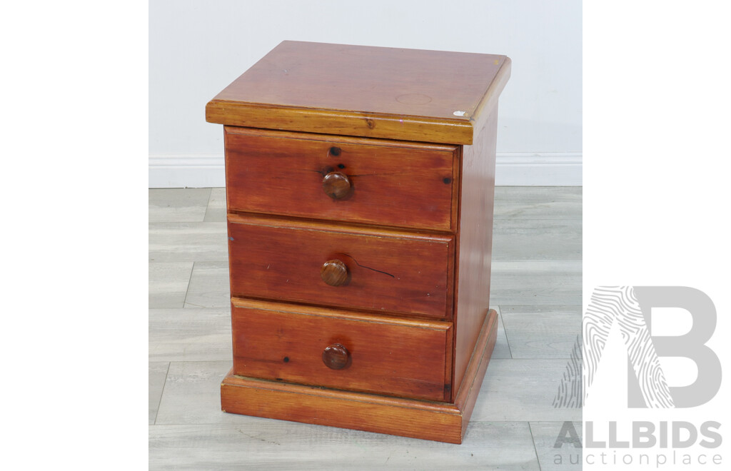 Pine Three Drawer Bedside Chest