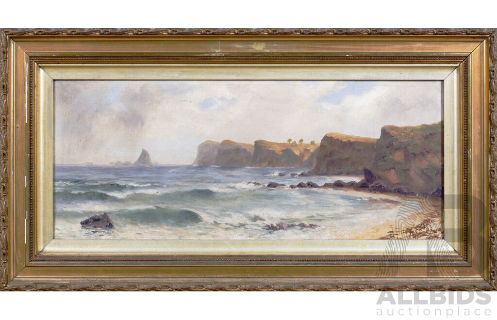 J. S. Carlotti (19th/20th Century, Australian), Coastal Scene 1895, Oil on Canvas