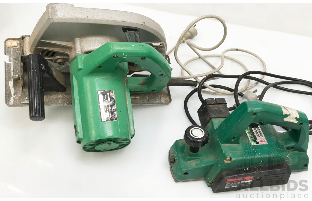 Hitachi 235mm Circular Saw and Ryobi 82mm Hand Planer - Lot of 2