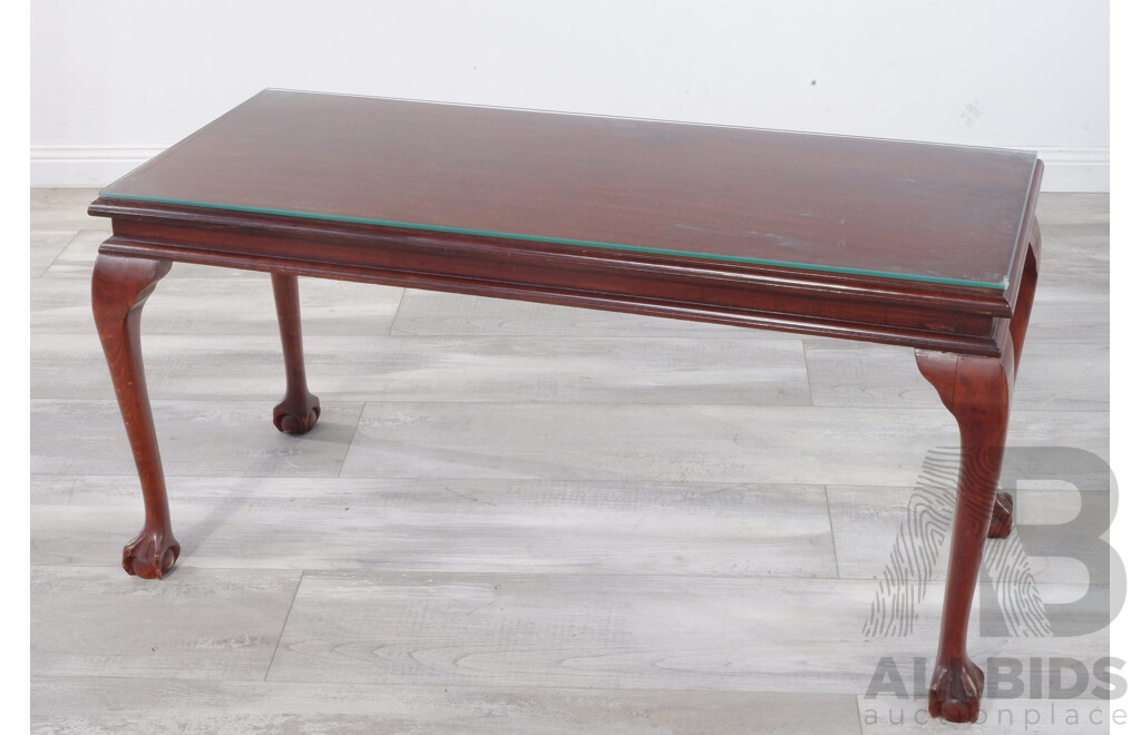 Moahogany Coffee Table with Glass Top