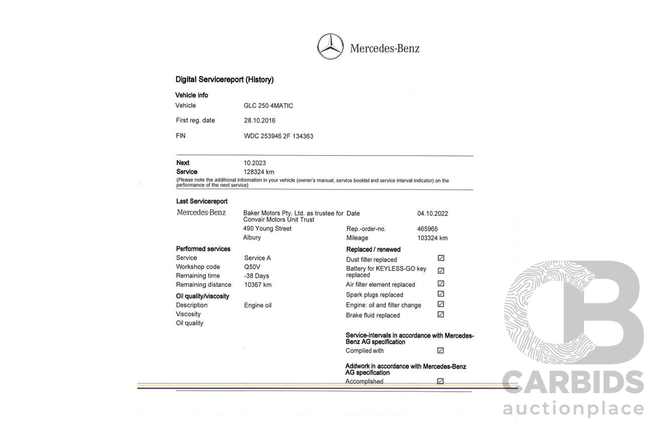 8/2016 Mercedes Benz GLC250 (AWD) 253 4d Wagon Selenite Metallic Grey Turbo 2.0L