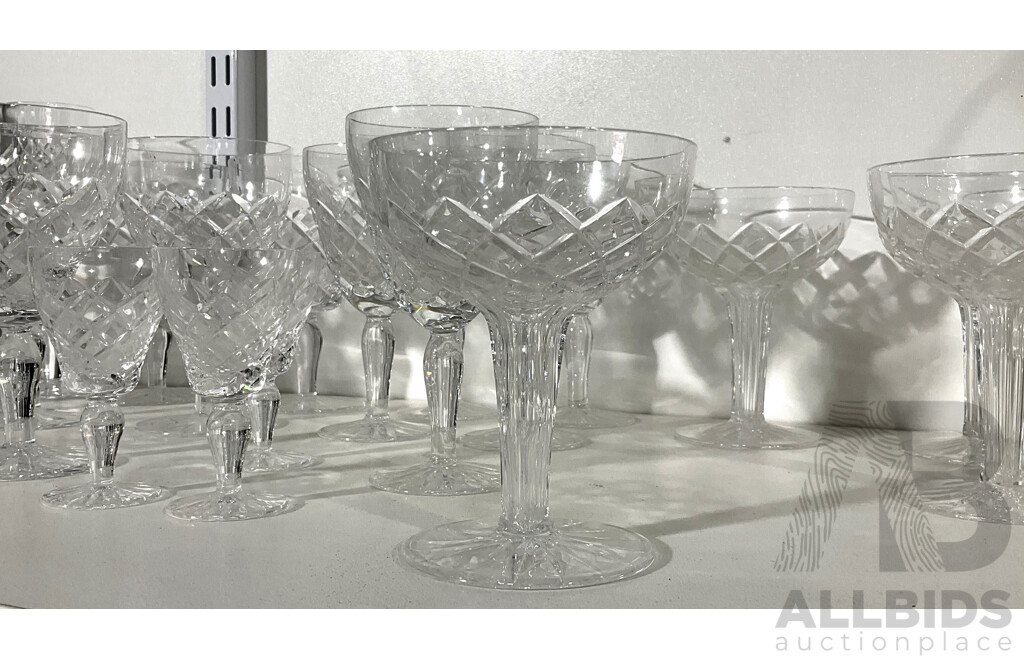 Collection 23 Matching Crystal Stemware in Diamond Pattern