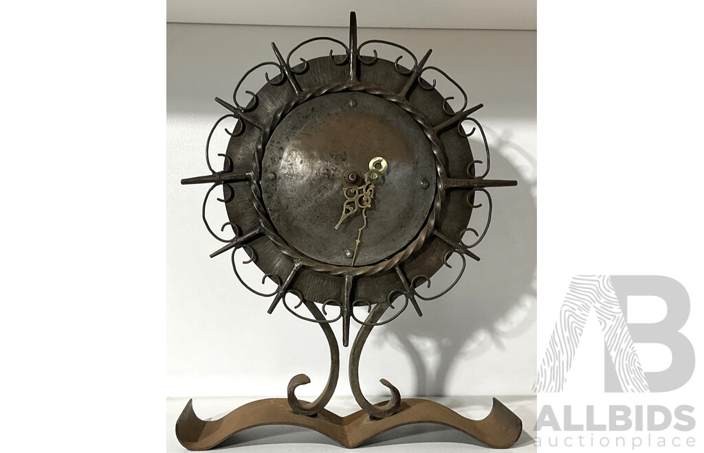 Unusual Mantle Clock with Wrought Iron Detail