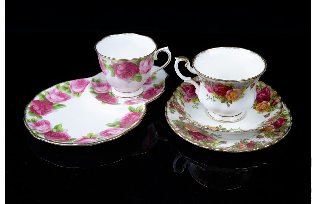 Royal Albert Old Country Roses Trio Along with Royal Albert Old English Rose Tennis Duo