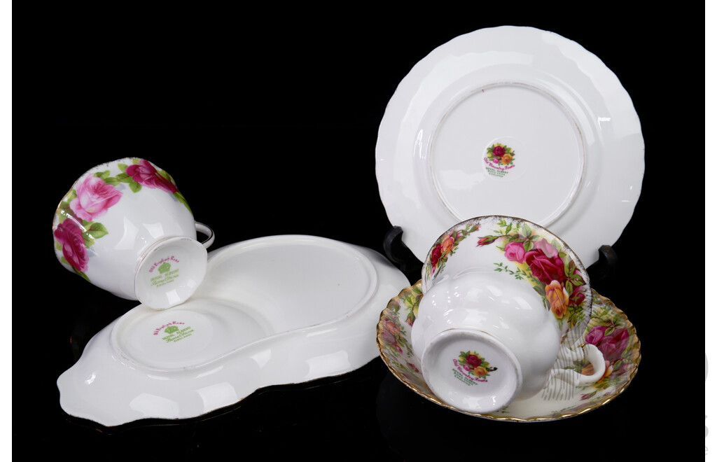 Royal Albert Old Country Roses Trio Along with Royal Albert Old English Rose Tennis Duo
