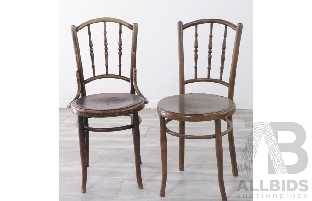 Pair of Jacob & Josef Kohn Bentwood Chairs with Leather Seats