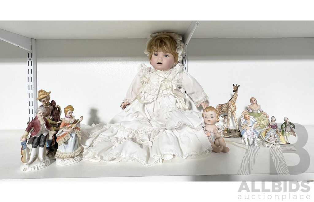 Good Collection of Porcelain Figurines and Porcelain Baby Doll