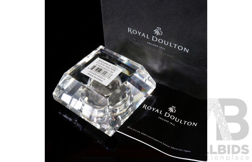 Royal Doulton Radiance Collection Square Form Crystal Clock in Originjal Box