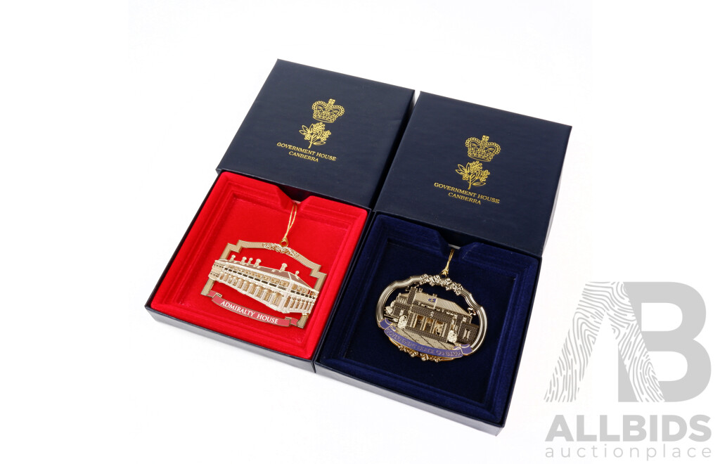 Two Decorations Gifted by Their Exellencies to Marymead, Not Available for Public Purchase, in Government House Boxes Comprising Govenrment House and Admiralty House.