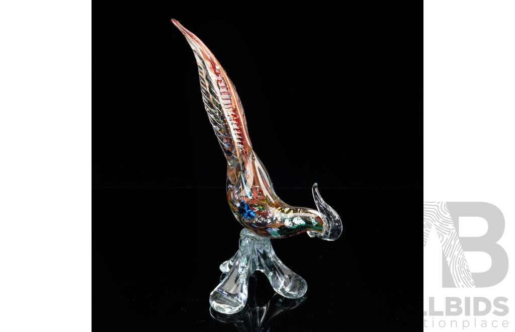 Retro Murano Glass Pheasant Statue