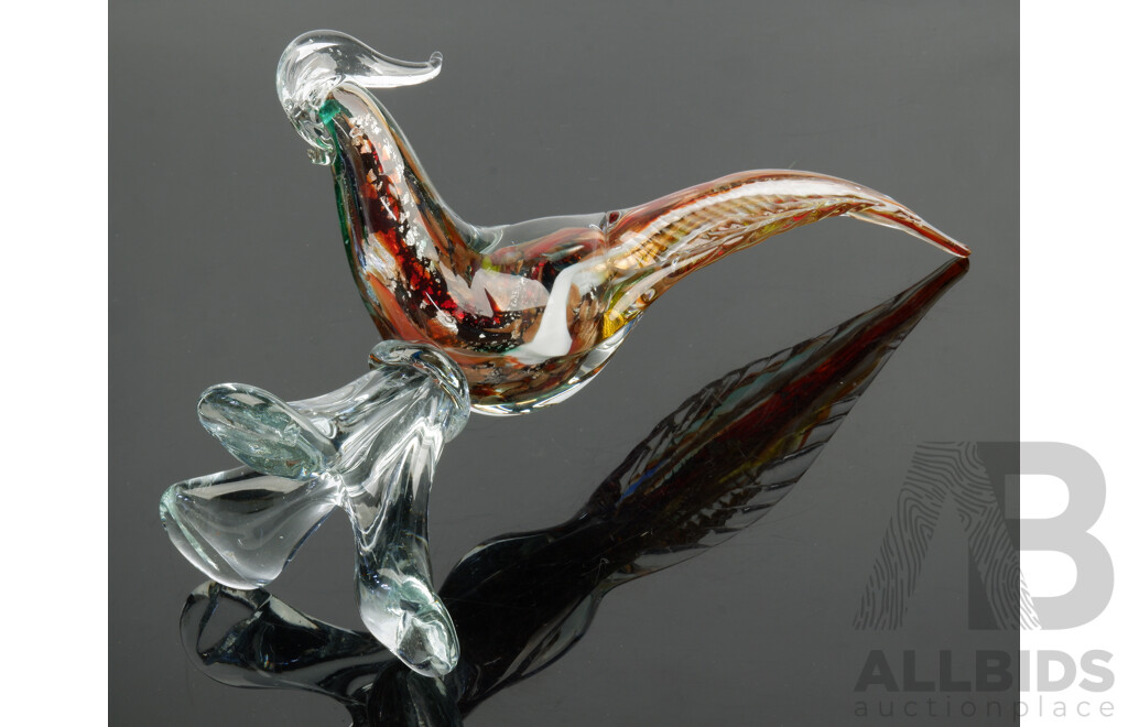 Retro Murano Glass Pheasant Statue