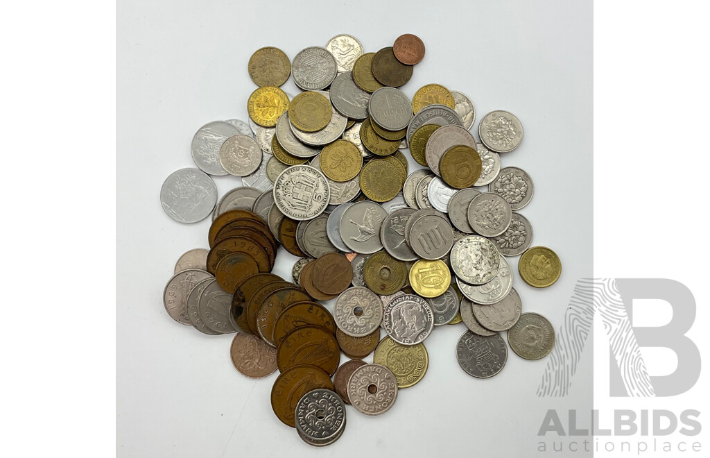 Collection of International Currency Including Denmark, Ireland, Sweden, Germany, Austria, India, Yugoslavia, Greece, Singapore, Japan, Italy - Approximately 700 Grams