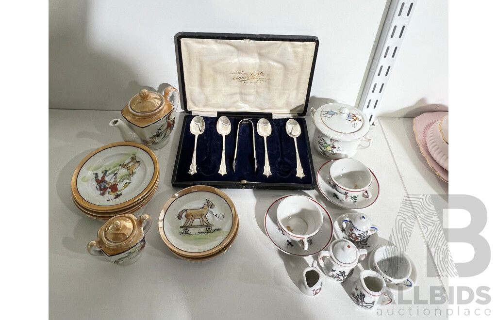 Cute Collection of Vintage Dolls Teasets and EPNS Teaspoon Set