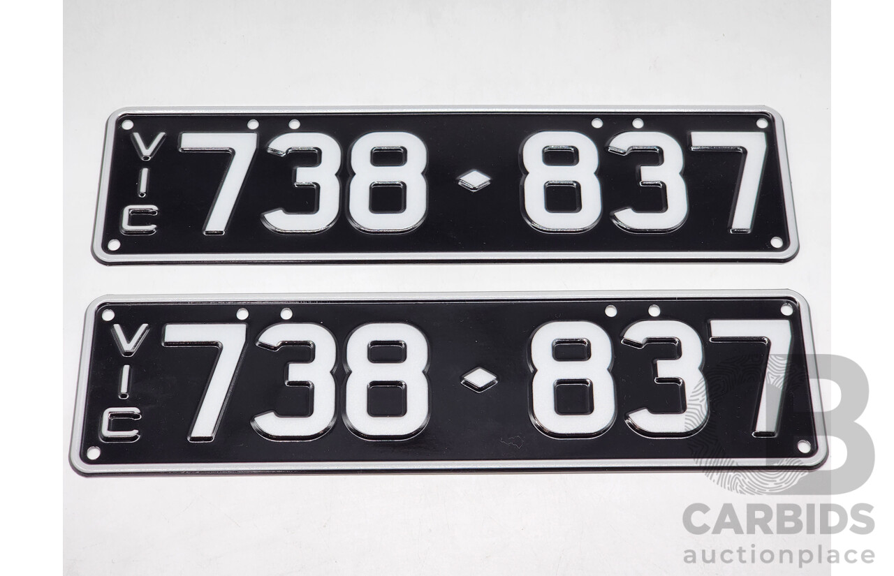 Victorian VIC 6 - Digit Pallindrome Custom Number Plate - 738.837