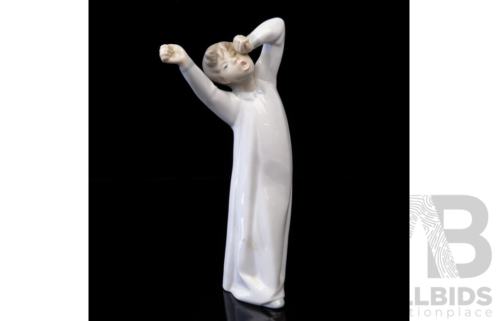 Lladro Porcelain Figure of Sleepy Child, Marked to Base
