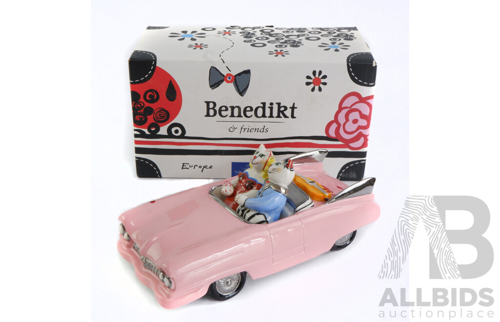 Villeroy & Boch Porcelain Benedikt & Friends Sculpture in Benedikt Automobile Design, Oldtimer Pink in Original Box
