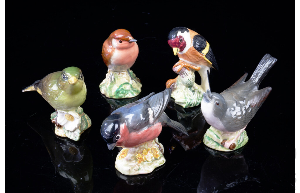 Collection Five Vintage Beswick Porcelain Bird Figurines